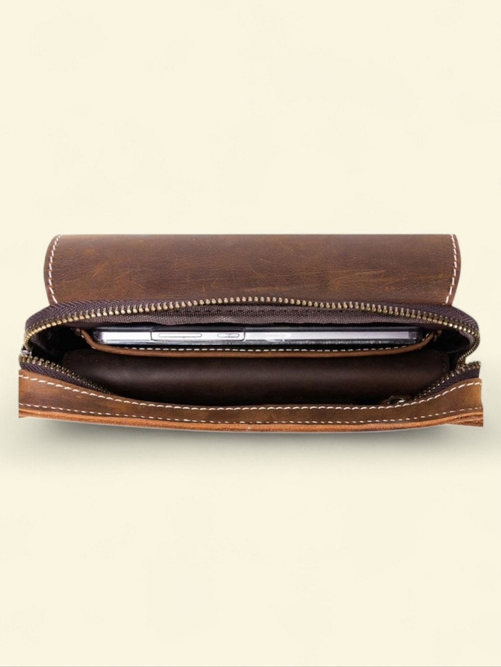 Kattee Brown Leather Sling Bag - Compact Everyday Carry - Picture 4 of 11
